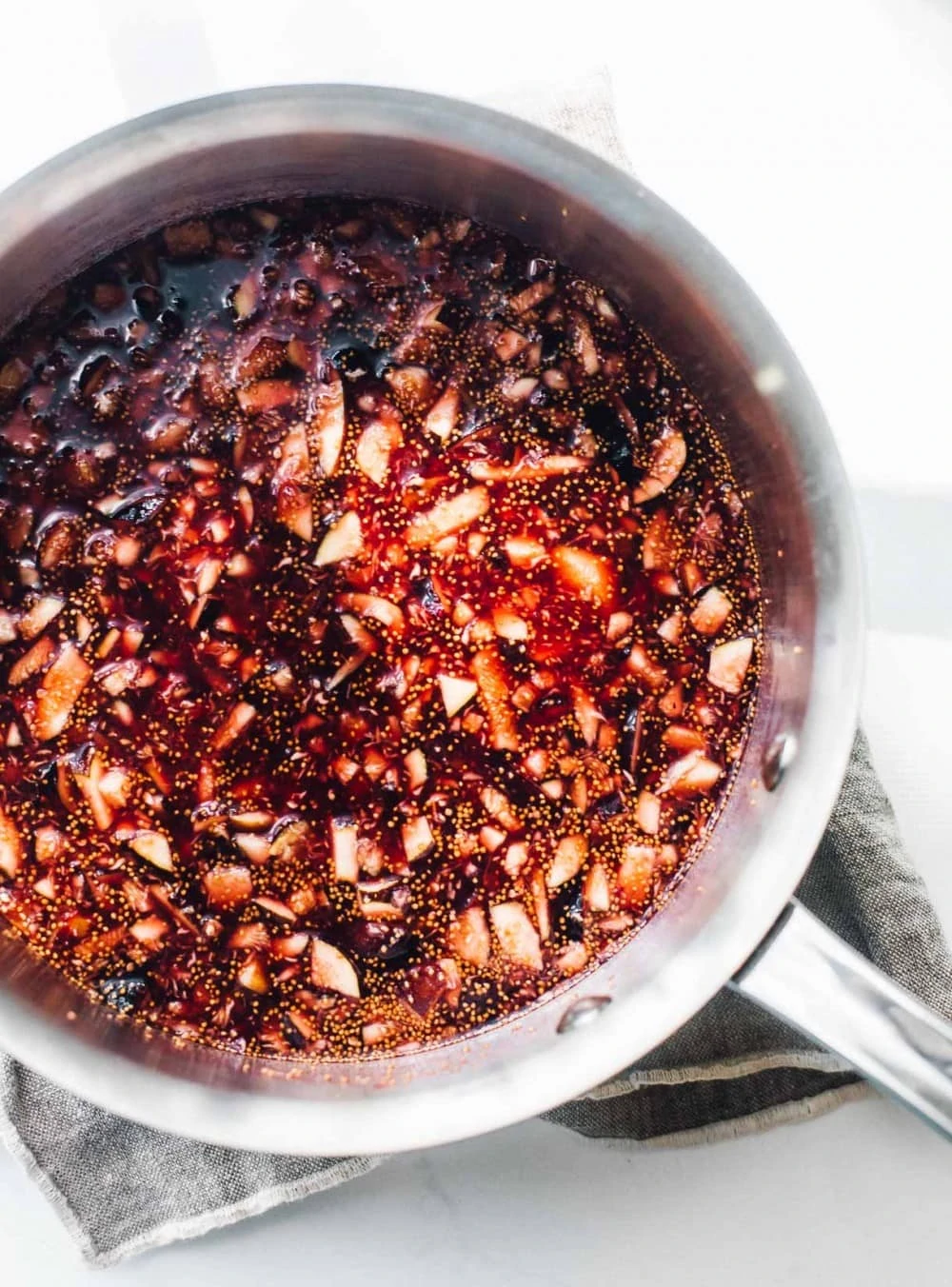 fig jam simmering in saucepan