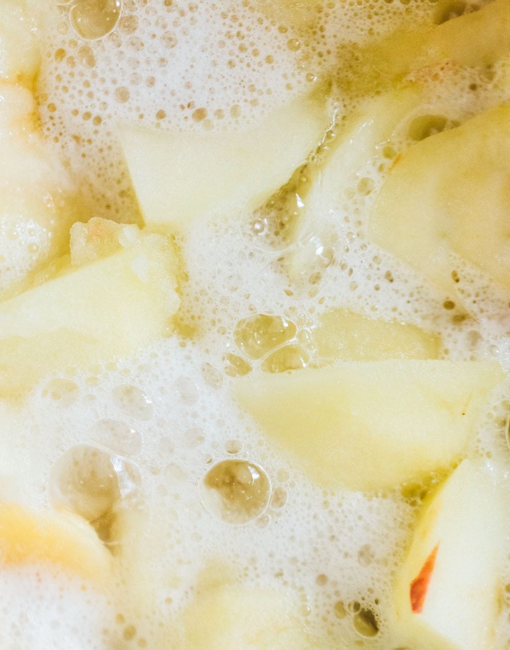 apples bubbling in water