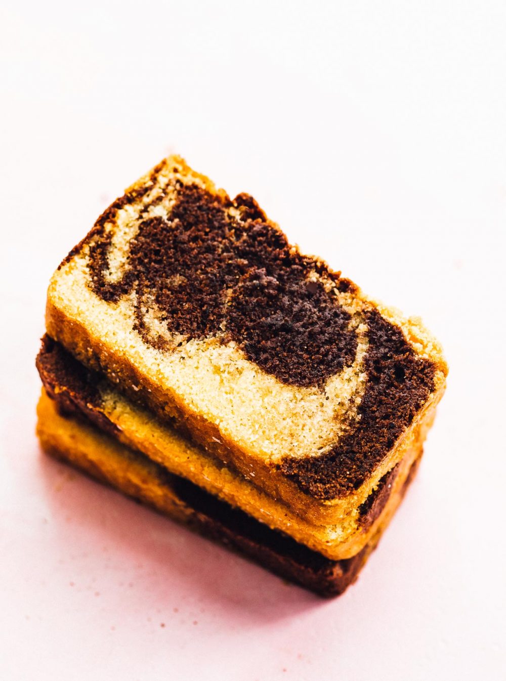 slices of marble pound cake stacked