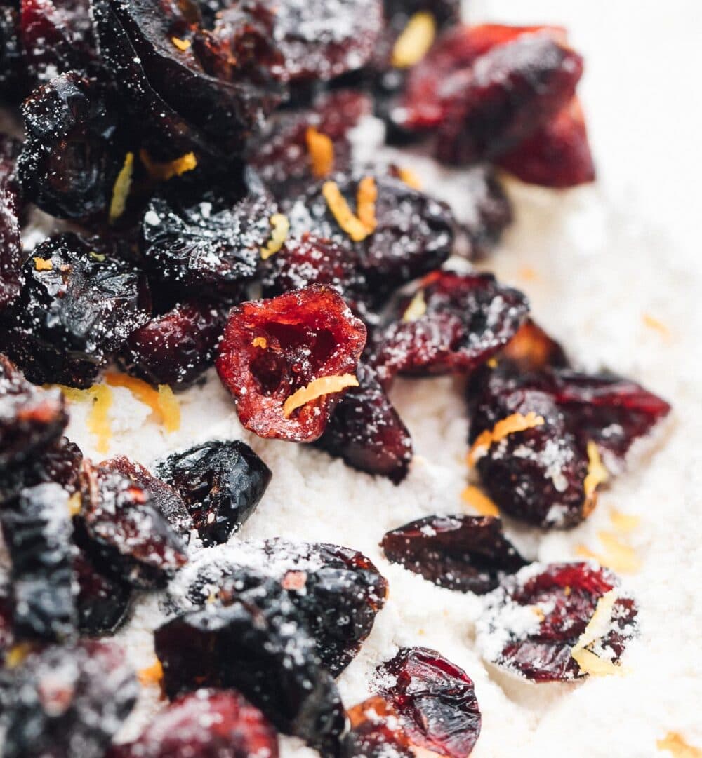 dried cranberries in soda bread dough