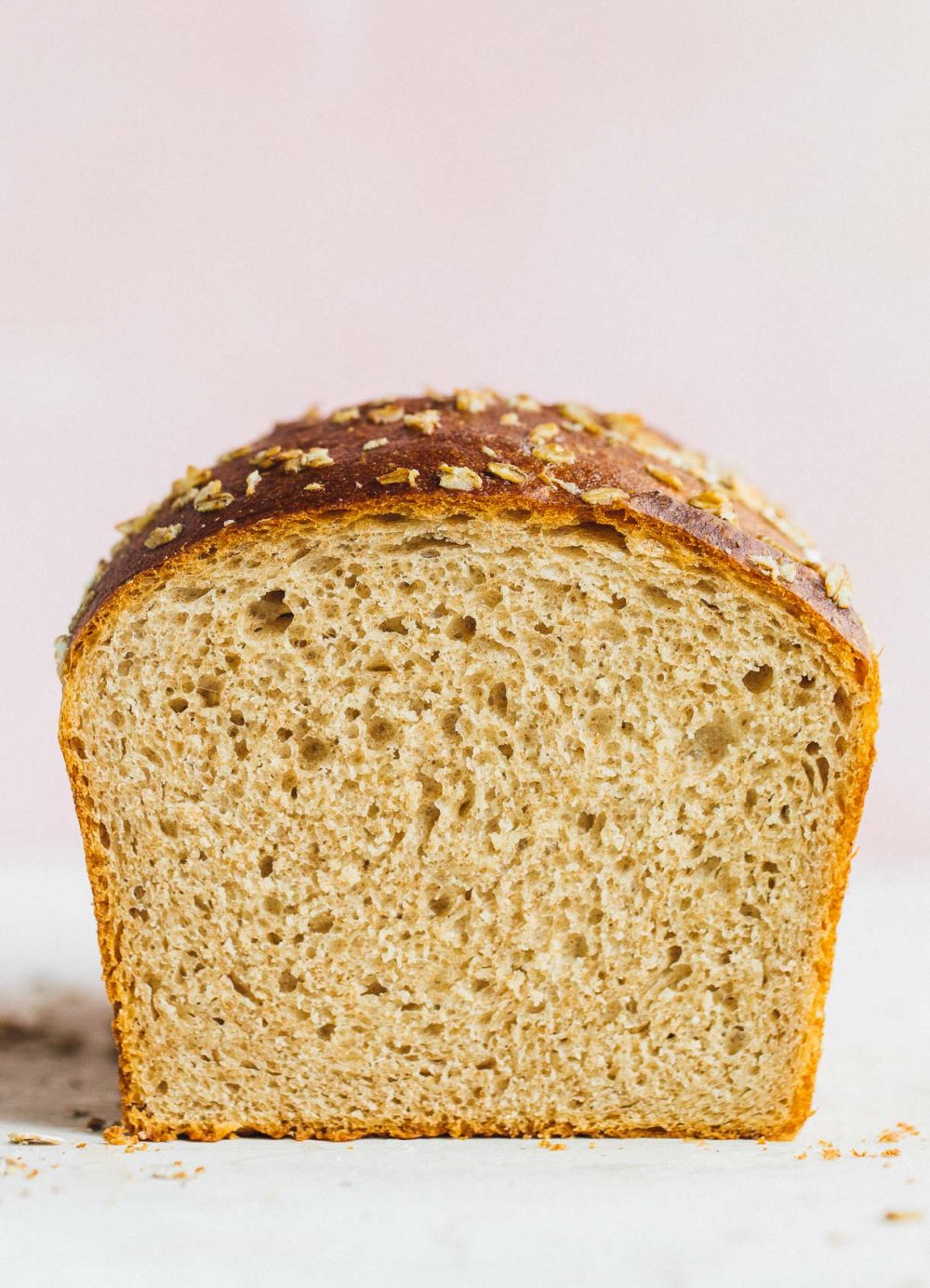 whole wheat sourdough sandwich bread cut open