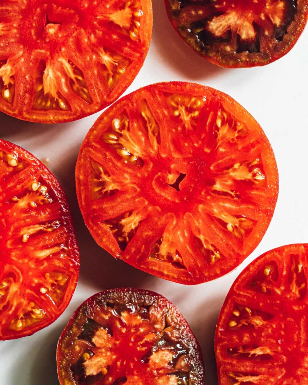 summer tomatoes cut in half