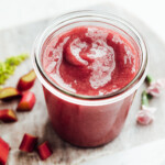 rhubarb sauce in glass jar