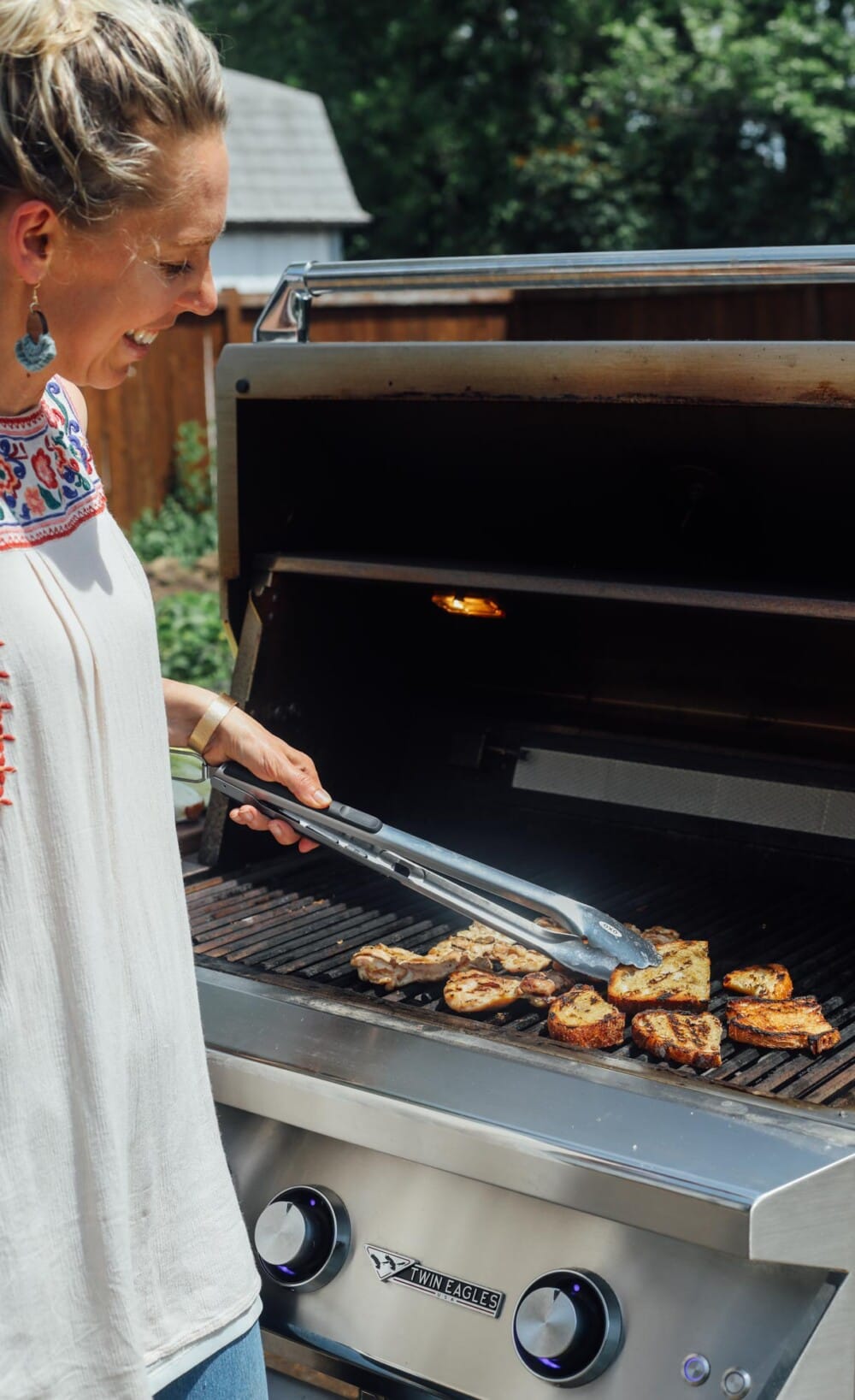 grilling chicken thighs and bread