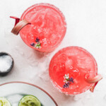rhubarb margarita cocktails in a glass