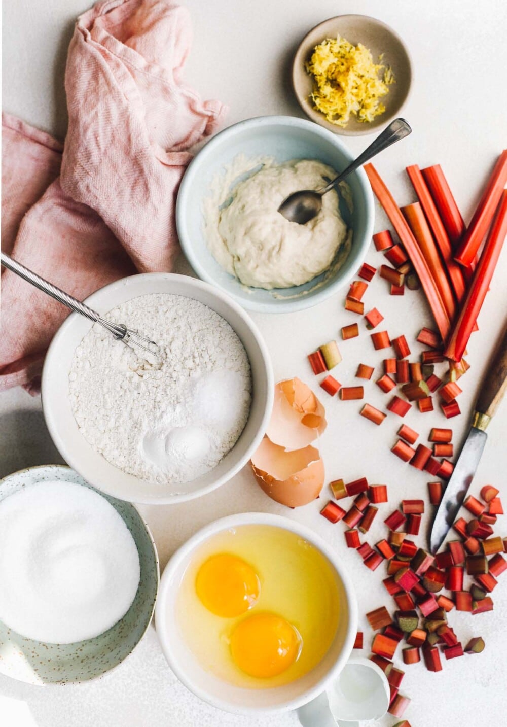 ingredients for sourdough rhubarb cake