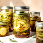 zucchini pickles in glass jar
