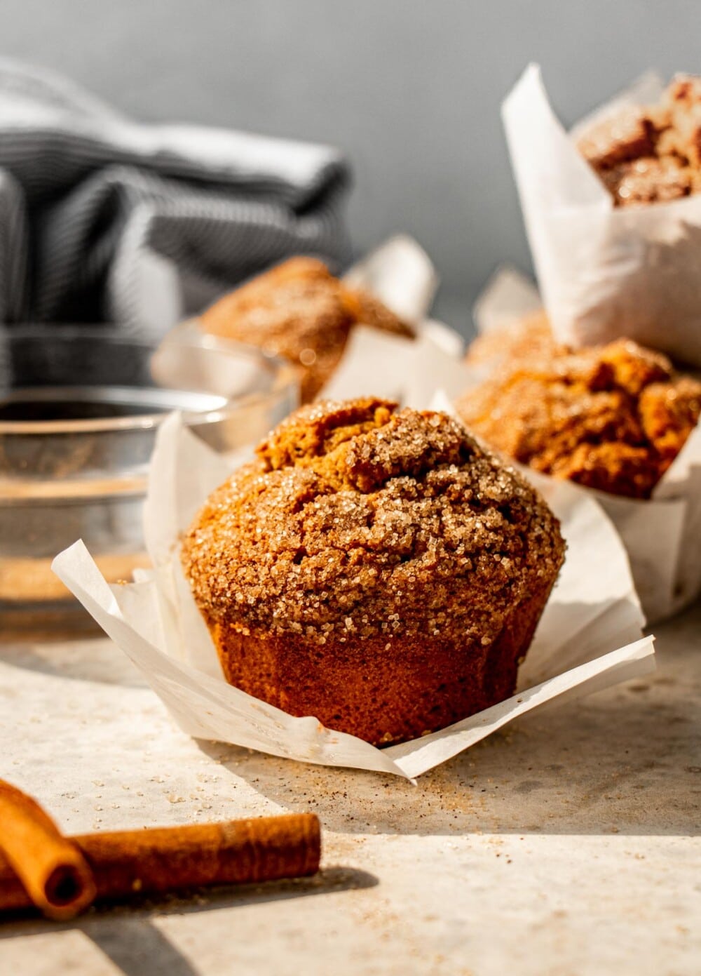 gluten-free pumpkin muffins with parchment paper liner