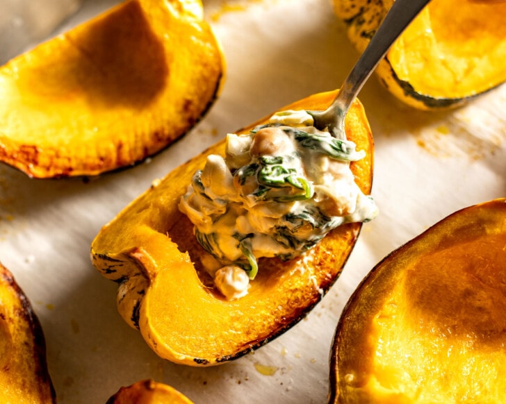 stuffing roasted carnival squash