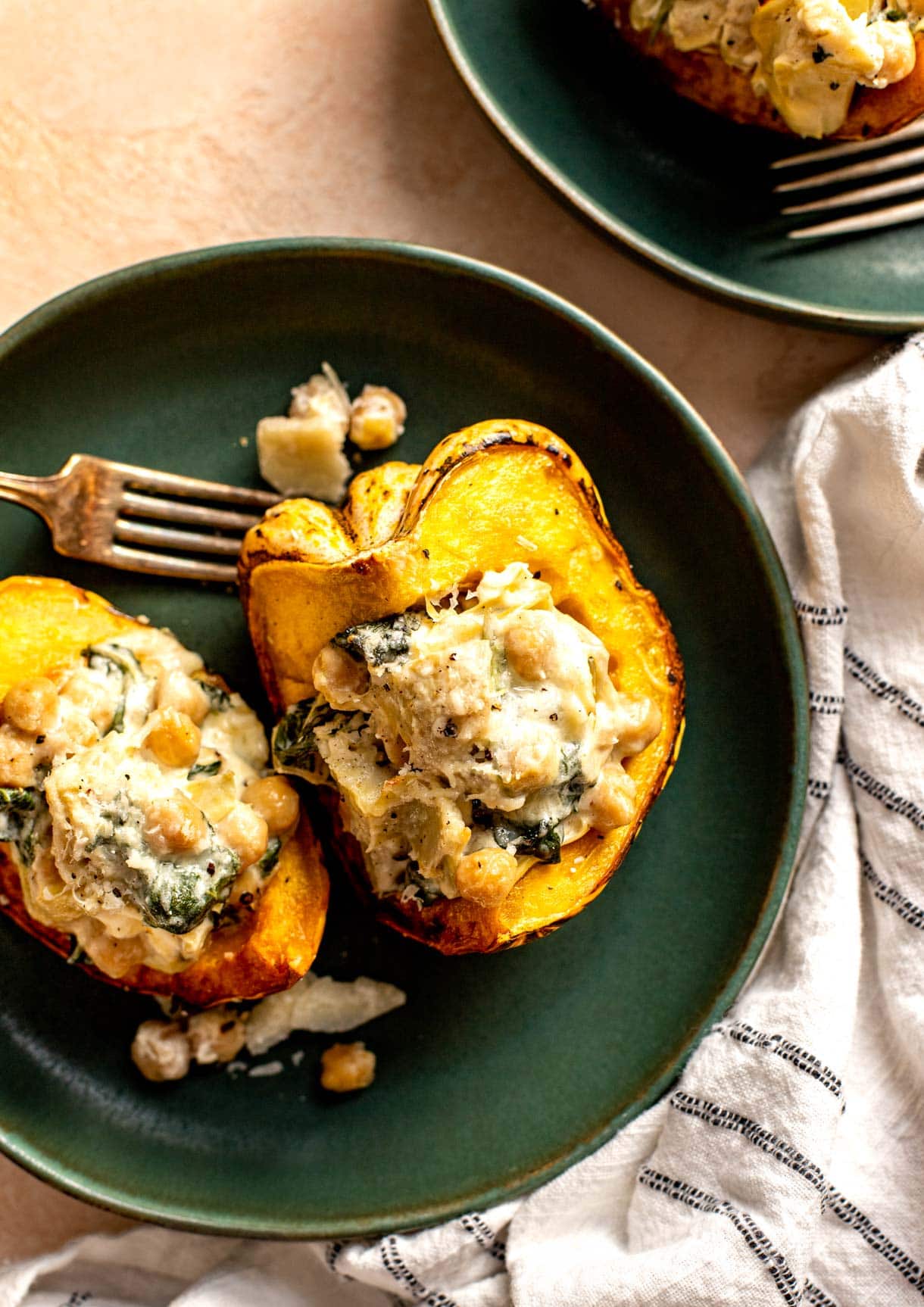 Roasted Carnival Squash with Savory Chickpea Filling