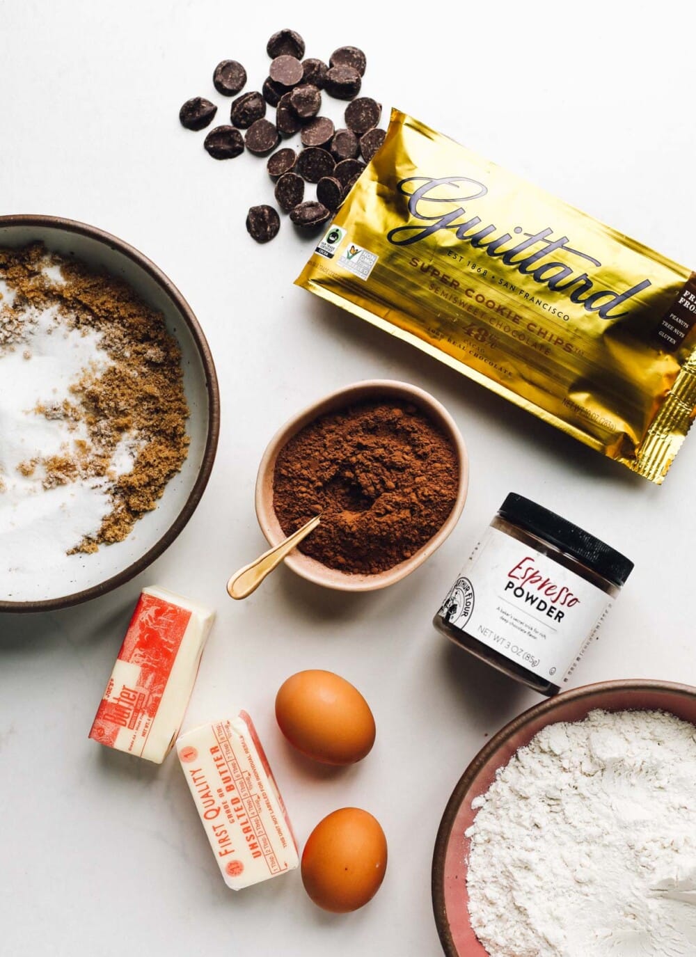 ingredients for gluten-free chocolate cookies