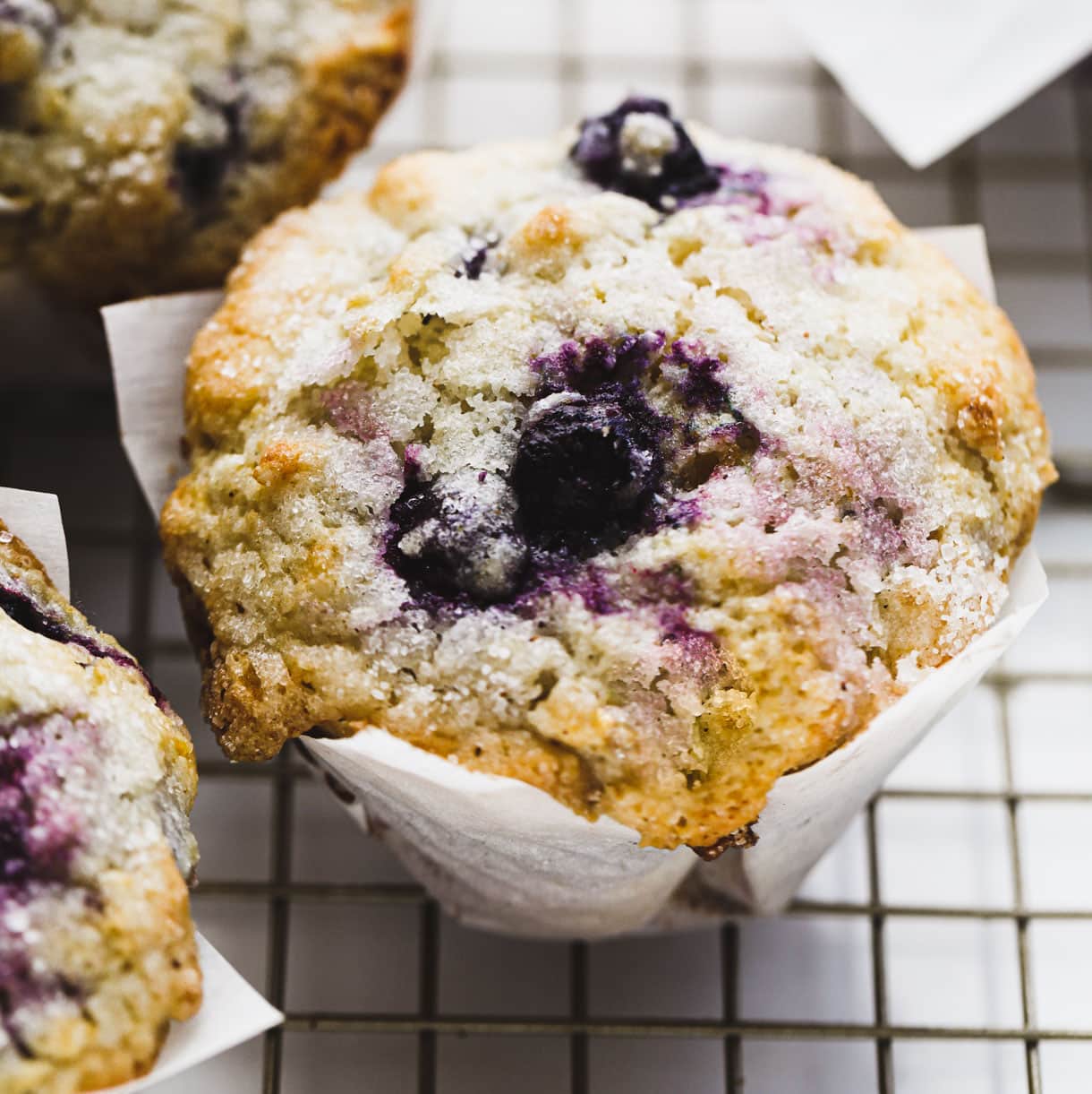 gluten-free blueberry muffins on wire rack