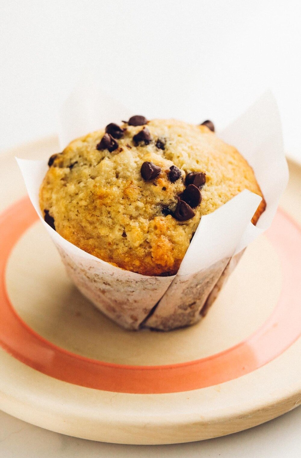 banana chocolate chip muffin in wrapper