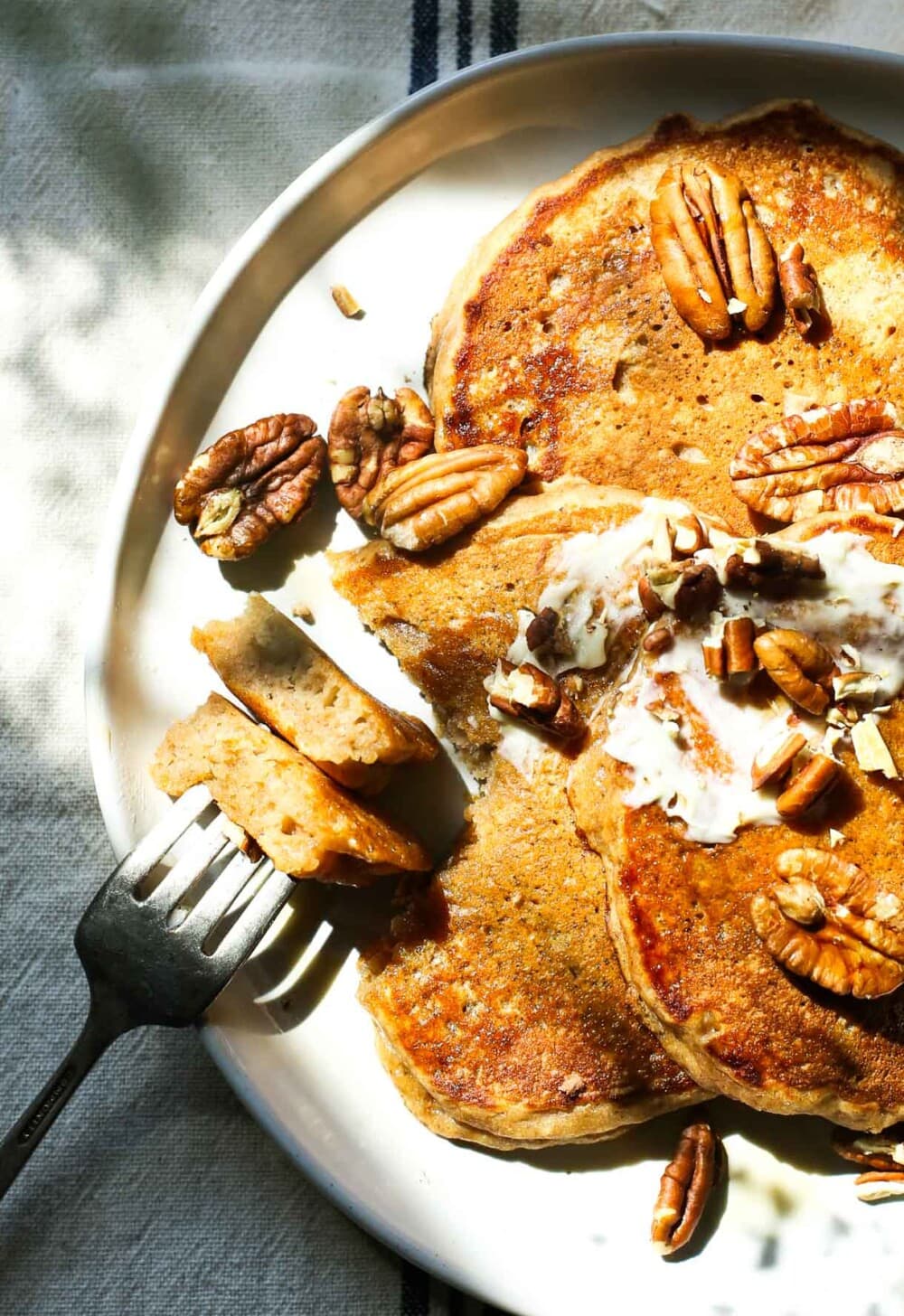 apple butter pancakes on a plate