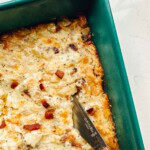 onion dip in a green pan