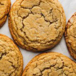 sourdough peanut butter cookies on parchment paper