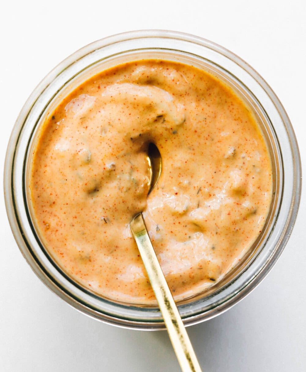 smash burger sauce in glass jar
