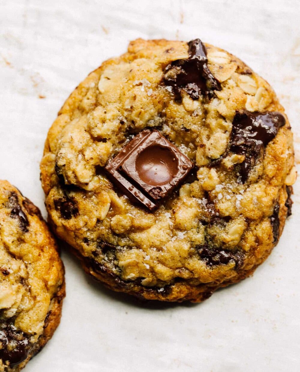 sourdough oatmeal cookies on parchment paper