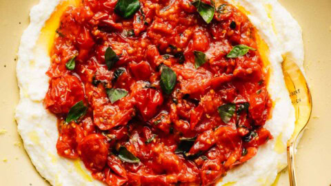 Whipped Mozzarella with Garlicky Cherry Tomatoes
