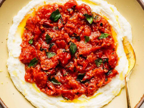 Whipped Mozzarella with Garlicky Cherry Tomatoes