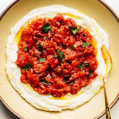 Whipped Mozzarella with Garlicky Cherry Tomatoes