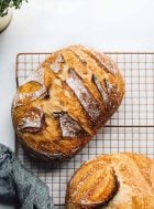 sourdough bread on copper cooling rack