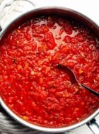 stewed tomatoes in sauce pan